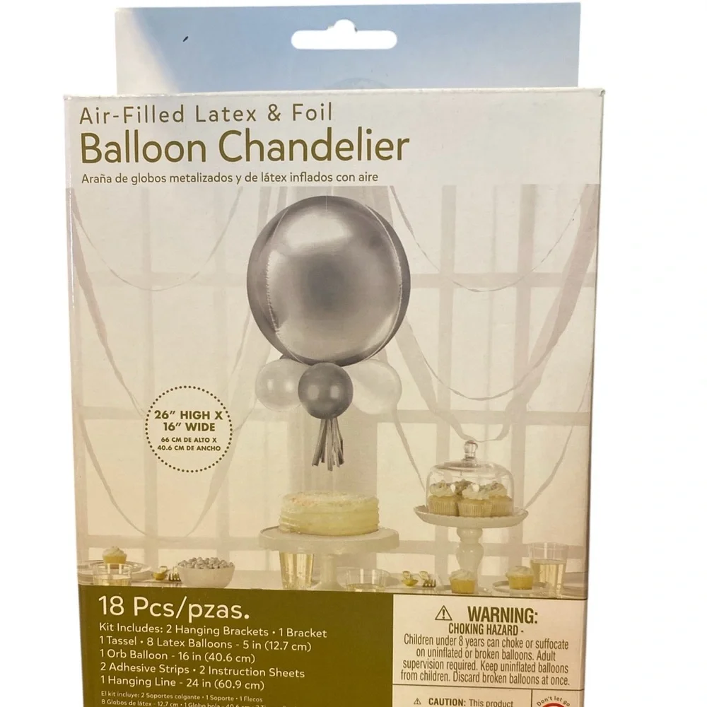 New- Silver and White Balloon Chandelier Kit